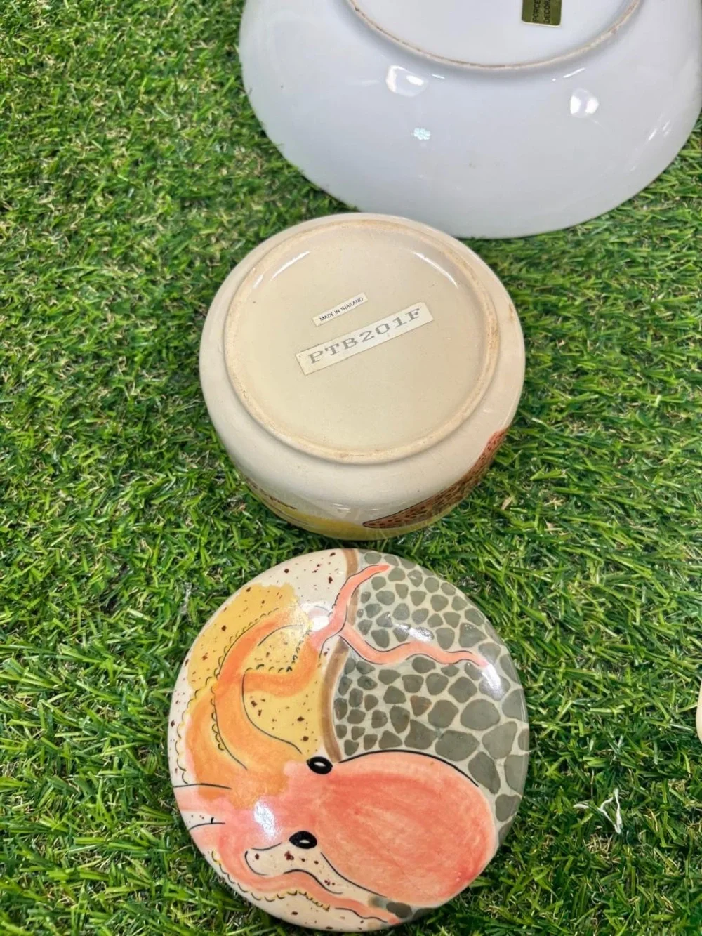 Vintage Asian Decor Lot Macau Porcelain Octopus Box Japanese Tray 4 Pc Rare